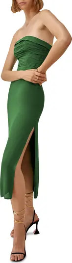 Lore Ruched Strapless Midi Dress | Nordstrom