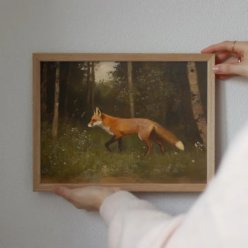 Vintage Fox Hunt Print | Cottagecore Wall Art | Forest Animal Oil Painting Print | Traditional Co... | Etsy (US)