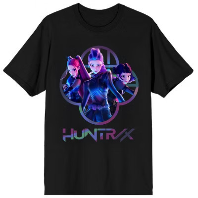 KPop Demon Hunters Huntrix X Capture Color Adult Black Crew Neck Short Sleeve T-shirt-XL | Target