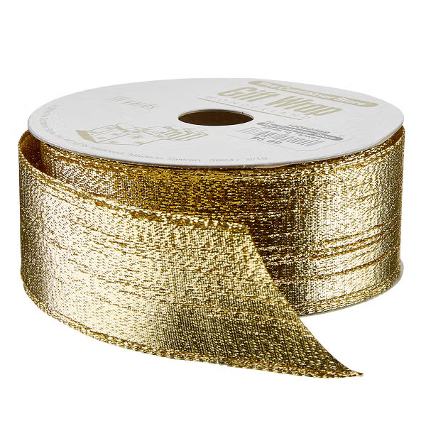 Gold Metallic Lame Wired Ribbon | The Container Store