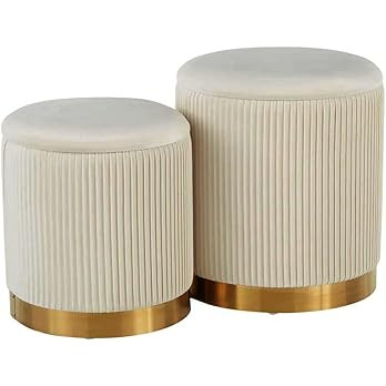 Ottoman with Storage - White Velvet Ottoman for Living Room, Velvet Storage Ottoman for Kids Room... | Amazon (US)