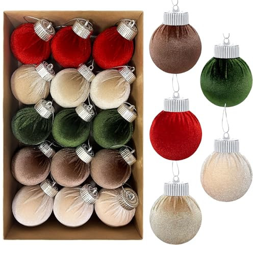 15Pcs Christmas Velvet Balls Ornaments Christmas Tree Ornaments - Christmas Decorations - 2.36" Multicolor Shatterproof Xmas Baubles Hanging Ornaments for Christmas Holiday Home Tree Decor Present | Amazon (US)