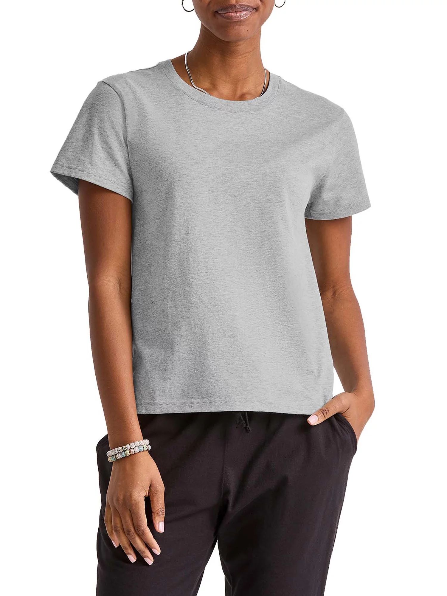 Hanes Originals Women's Cotton Tee with Short Sleeves, Sizes XS-XXL | Walmart (US)