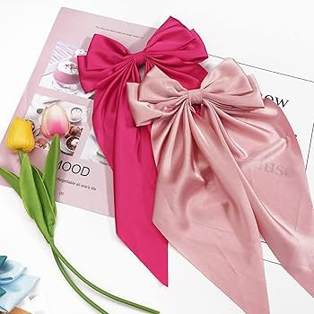 6 Pack Silky Satin Hair Barrettes Clip for Women, Large Hair Bow Fable Bow Clips for Women Girl T... | Amazon (US)