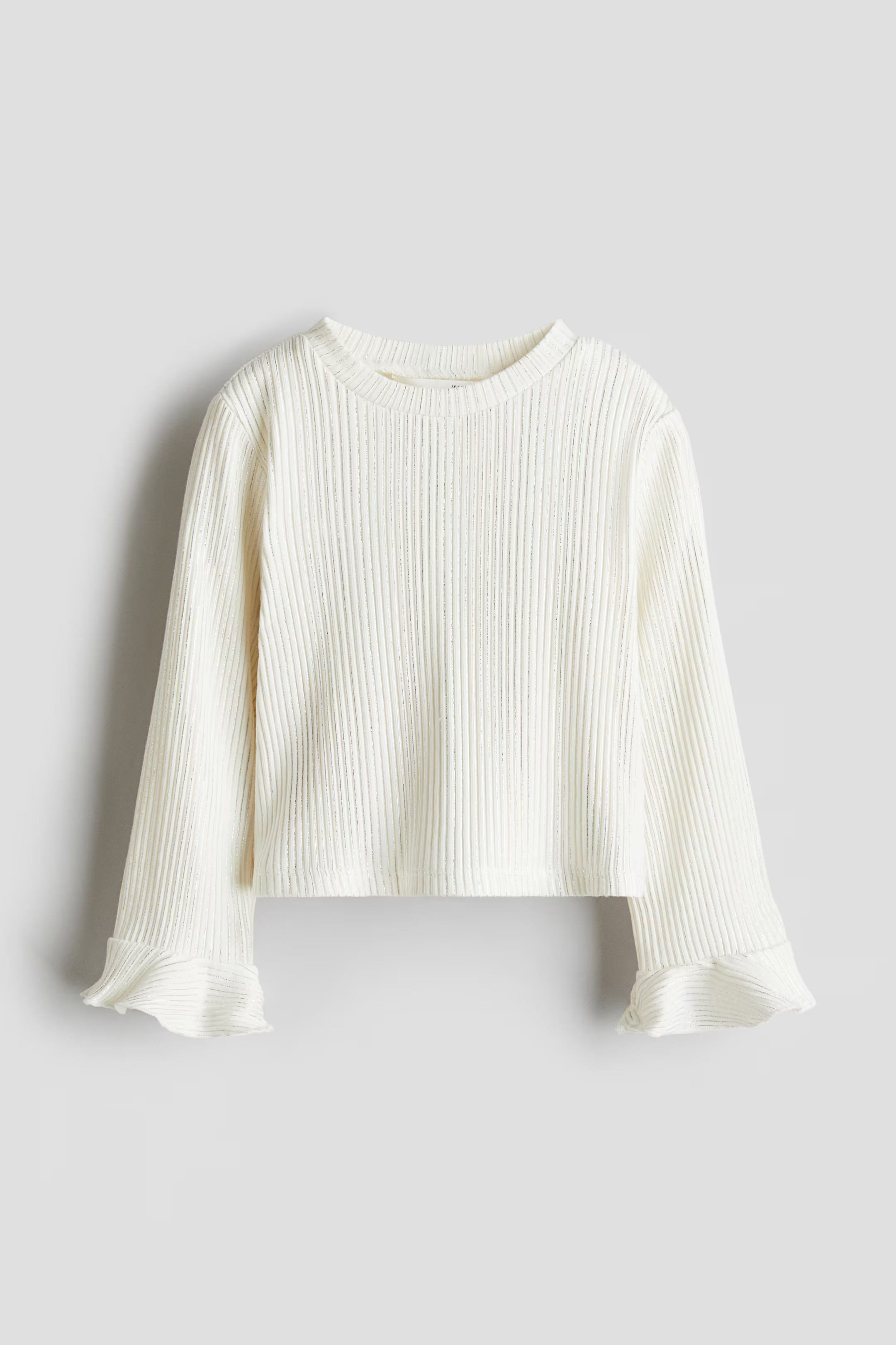 Flared-Sleeve Jersey Top - White/silver-colored - Kids | H&M US | H&M (US + CA)