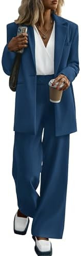 PRETTYGARDEN Women's Two Piece Outfits Dressy Blazer Jacket Wide Leg Pants 2025 Fall Business Cas... | Amazon (US)