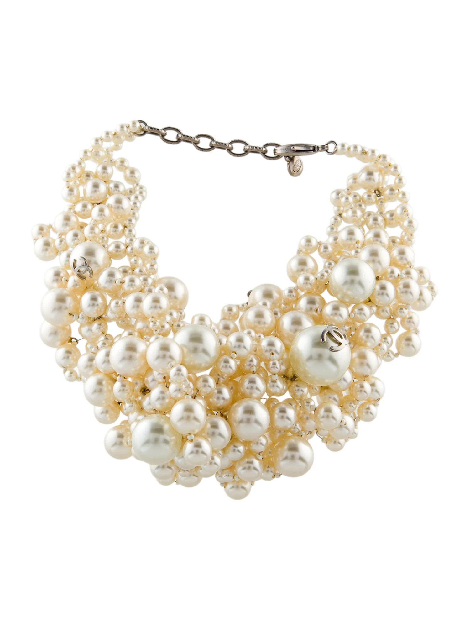 Chanel Faux Pearl CC Cluster Collar Necklace - White Choker, Necklaces - CHA1363726 | The RealRea... | The RealReal