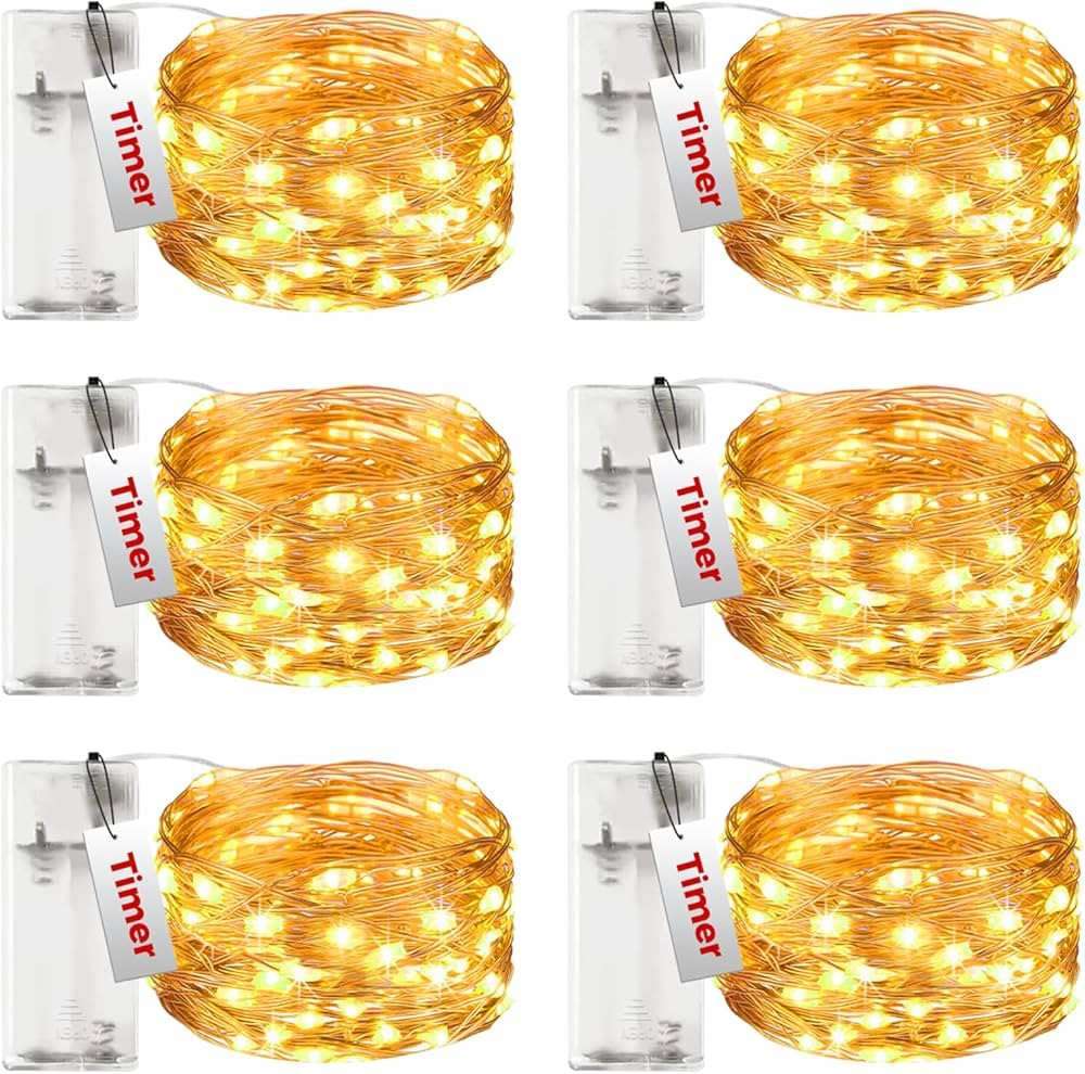 btfarm 6 Pack Fairy Lights Battery Operated with Timer, 30LED 9.8FT Twinkle Lights Waterproof, Co... | Amazon (US)