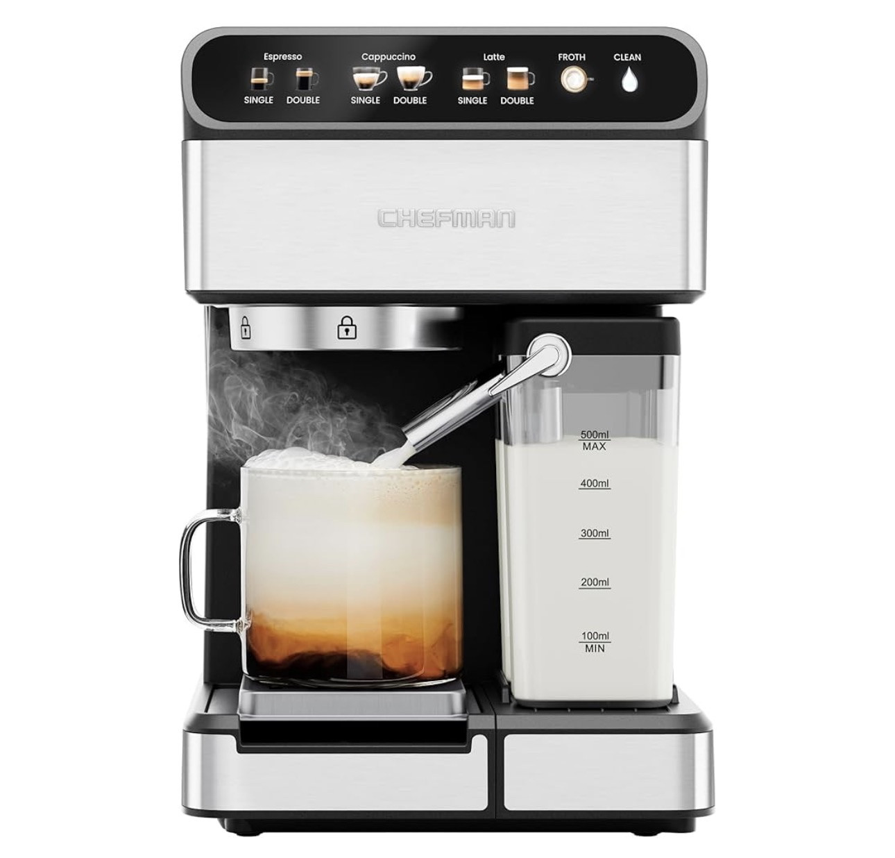 25% off 🎉

Chefman CaféMaster Pro Espresso Machine, Brew Single or Double Shots, Coffee Maker with Built-In Milk Frother for Cappuccino & Latte, XL 1.8 Liter Removable Water Reservoir - Stainless Steel

#LTKHome #LTKSaleAlert
