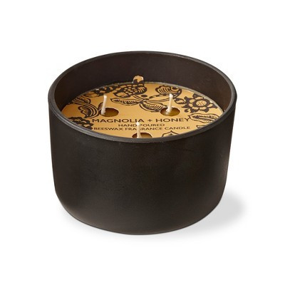 tagltd Magnolia Honey Beeswax Scented Candle in Black Glass Container 5.0L x 5.0W x 3.0H Burn Time 20 Hours | Target