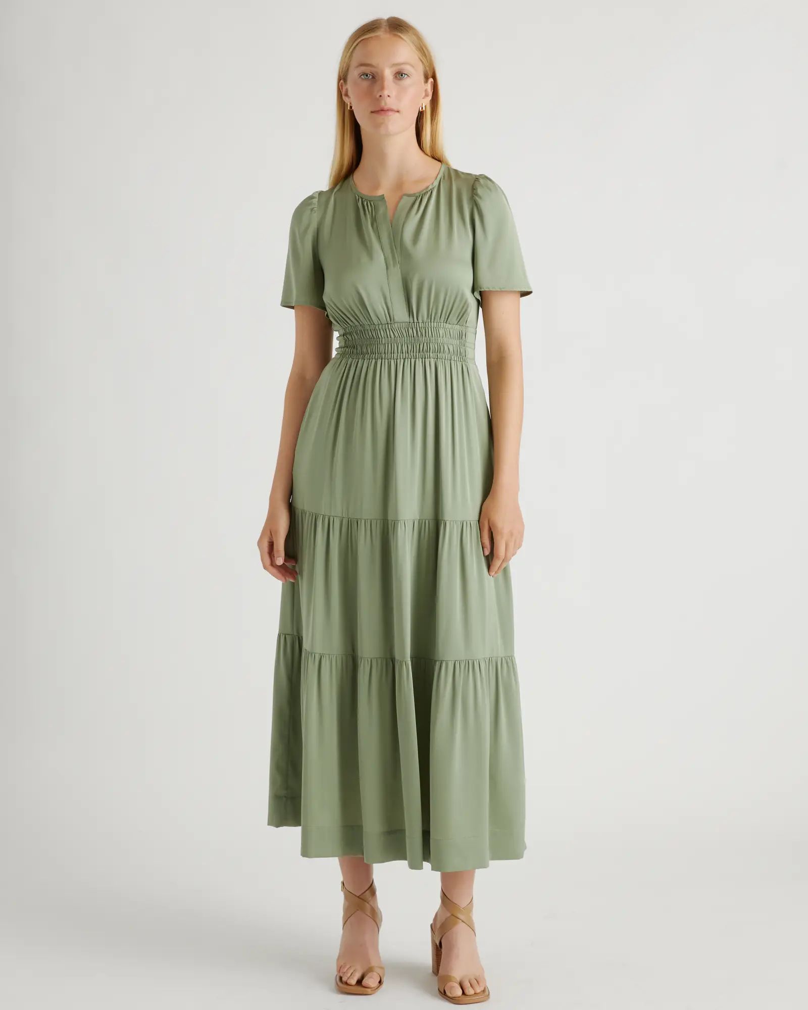 Washable Stretch Silk Tiered Maxi Dress | Quince