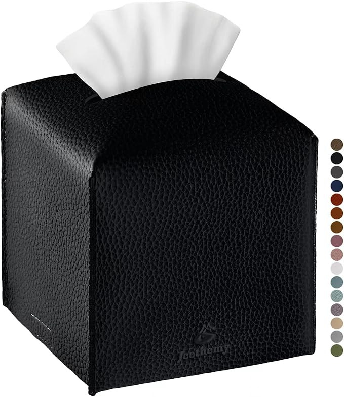 Tissue Box Cover, Jeethemy Square PU Leather Tissue Box Holder, Modern Tissue Case Facial Paper O... | Amazon (US)