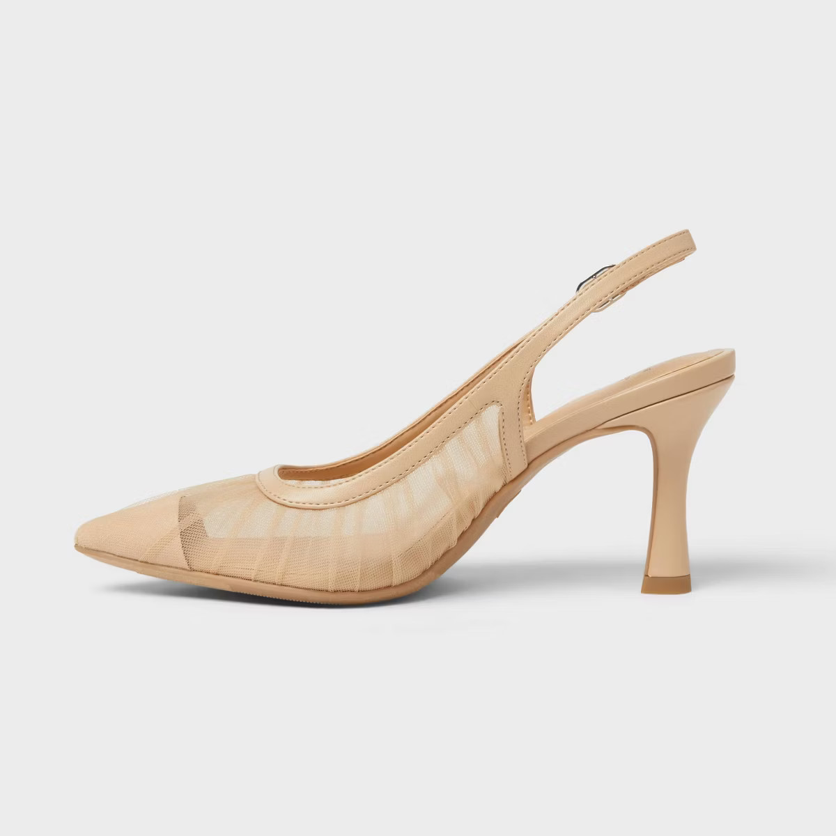 Women’s Abigail Pleated Mesh Sling Back Heels – A New Day™ Tan | Target