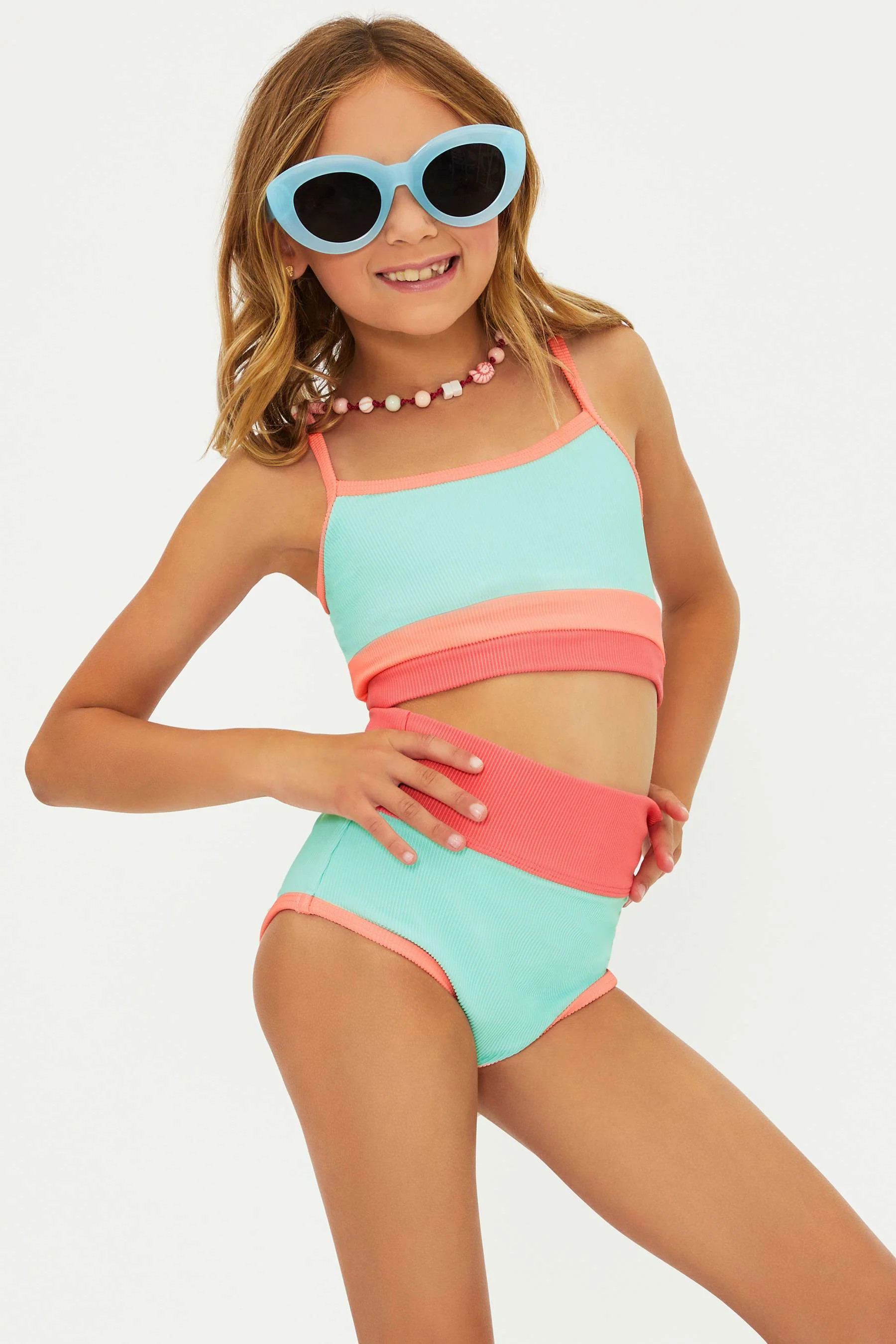Little Eva & Emmie Set Guava Jelly Colorblock | Beach Riot