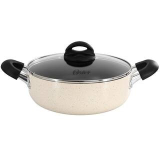 Clairborne 3.6 qt. Nonstick Aluminum Caldero with Lid in Linen | The Home Depot