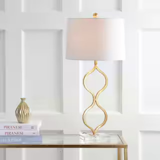 Levi 31.5 in. Gold Leaf Metal/Crystal Table Lamp | The Home Depot