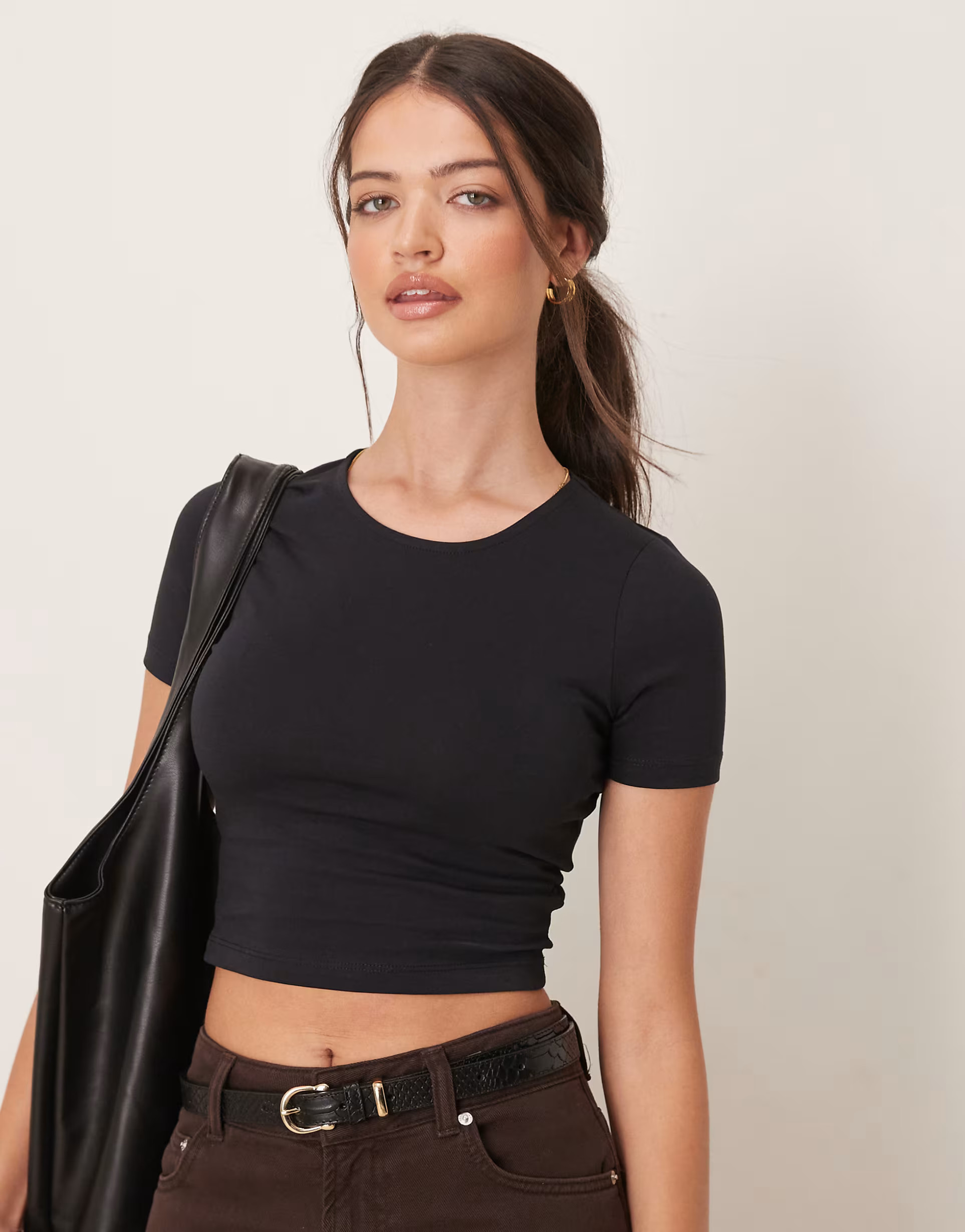 ASOS DESIGN fitted crop t-shirt in black | ASOS | ASOS (Global)