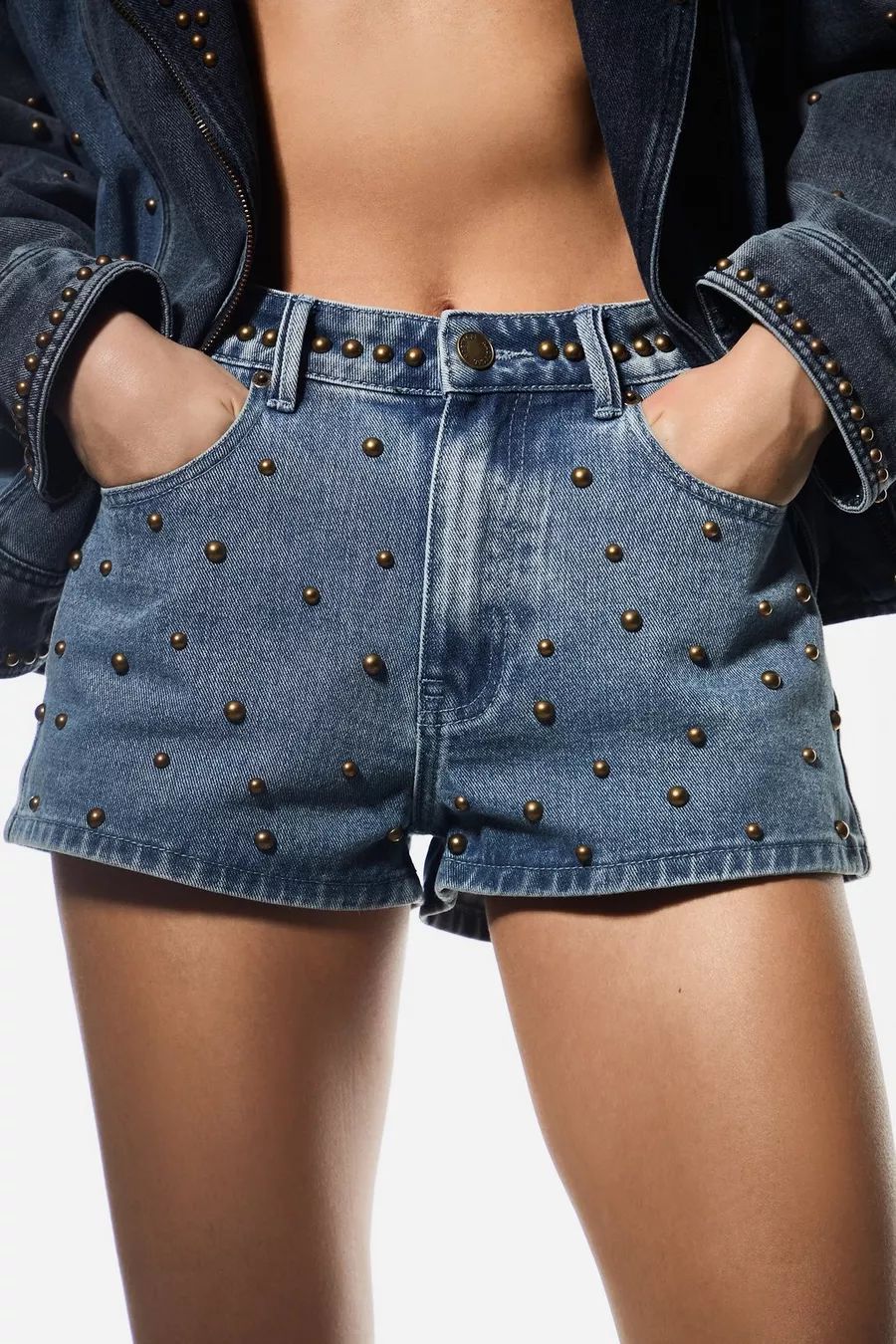 Studded Denim Shorts | Nasty Gal US