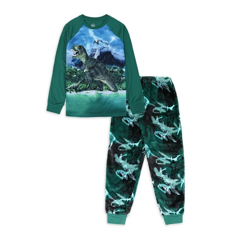 Wonder Nation Boys Long Sleeve Shirt and Pant Pajama Set, 2-Piece, 4-18 & Husky - Walmart.com | Walmart (US)