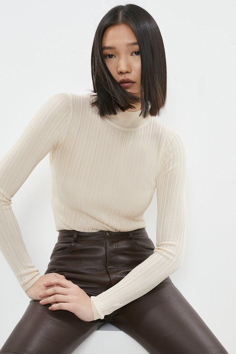 Slinky Funnel Neck Rib Knit Top | Coast UK & IE