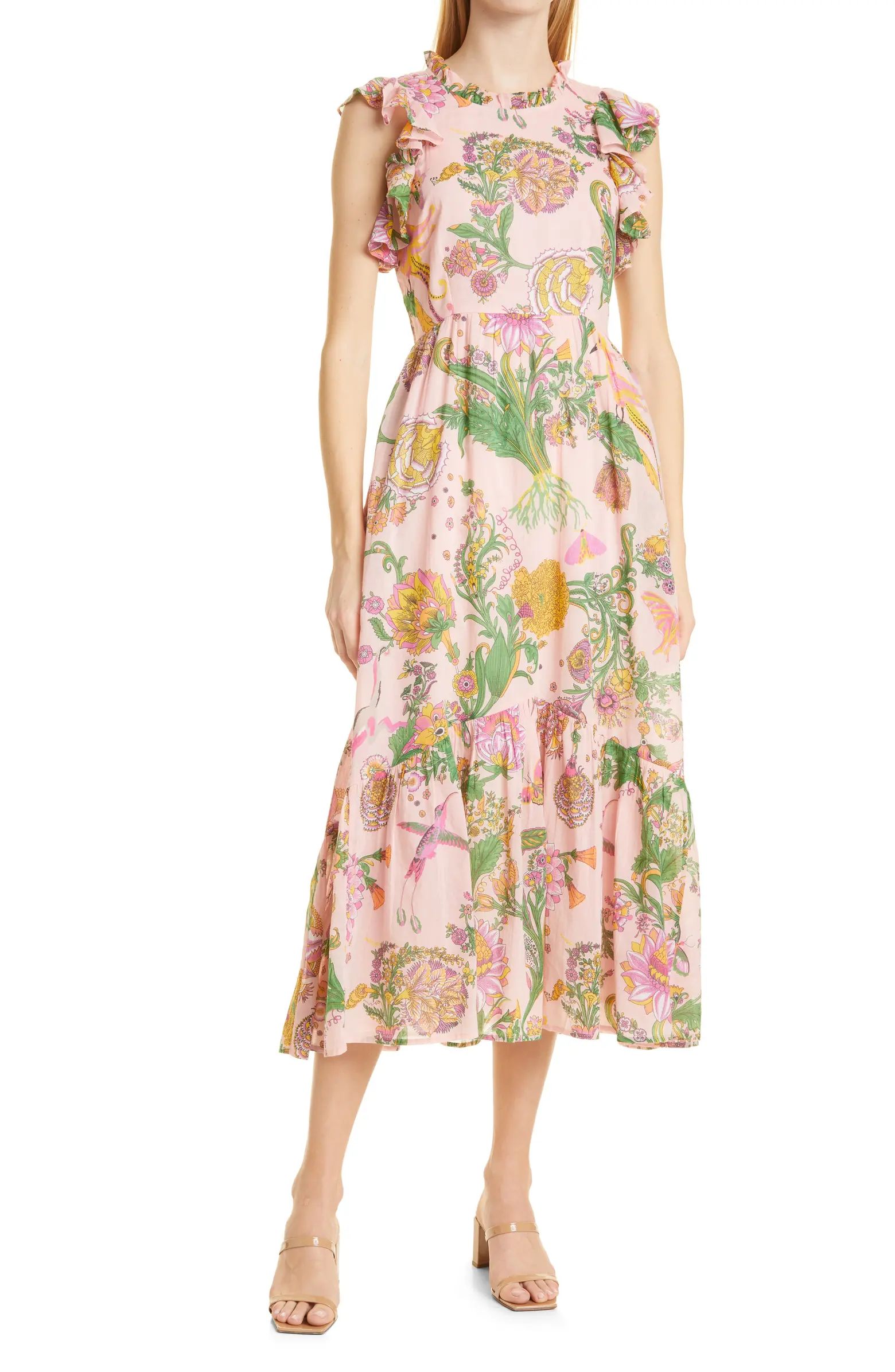 Banjanan Hanna Floral Ruffle Hem Organic Cotton Dress | Nordstrom | Nordstrom