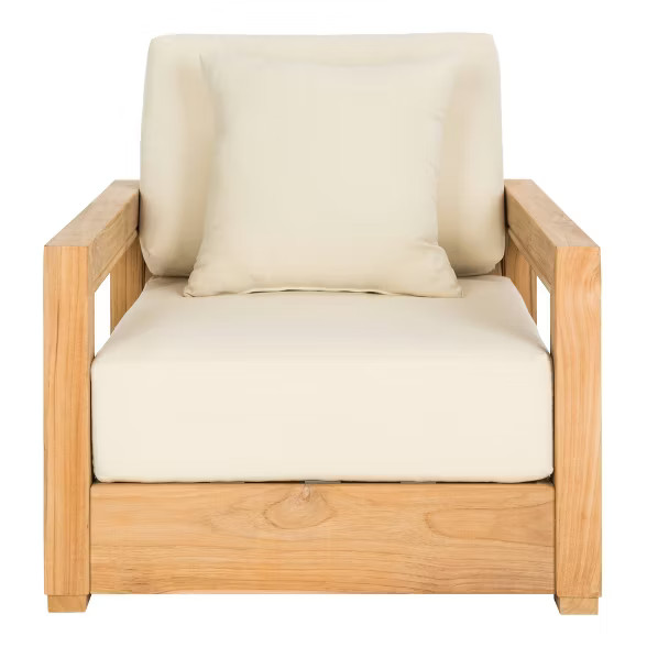 Montford Teak Armchair Beige - Safavieh | Target