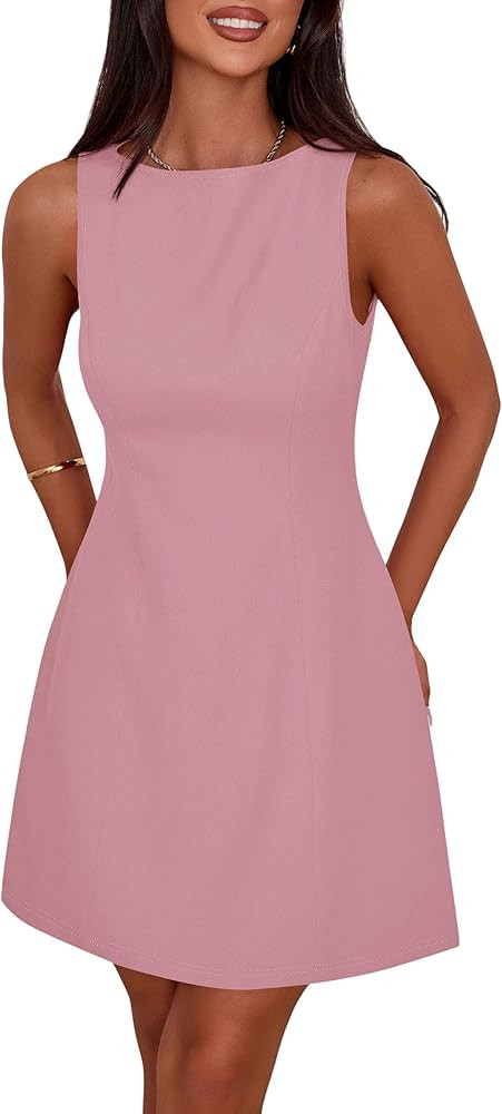 PRETTYGARDEN Womens Formal Short Dresses 2026 Summer Sleeveless Boat Neck A Line Elegant Mini Coc... | Amazon (US)