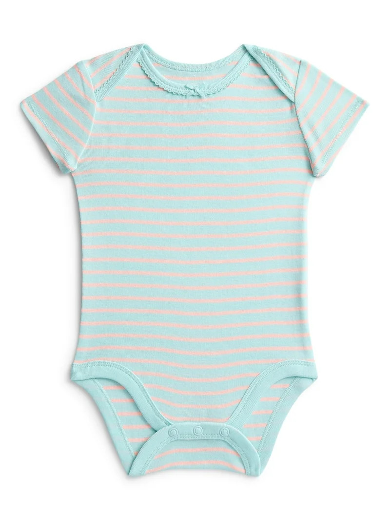 Wonder Nation Baby Girls Bodysuit with Short Sleeves, Sizes 0-24 Months | Walmart (US)