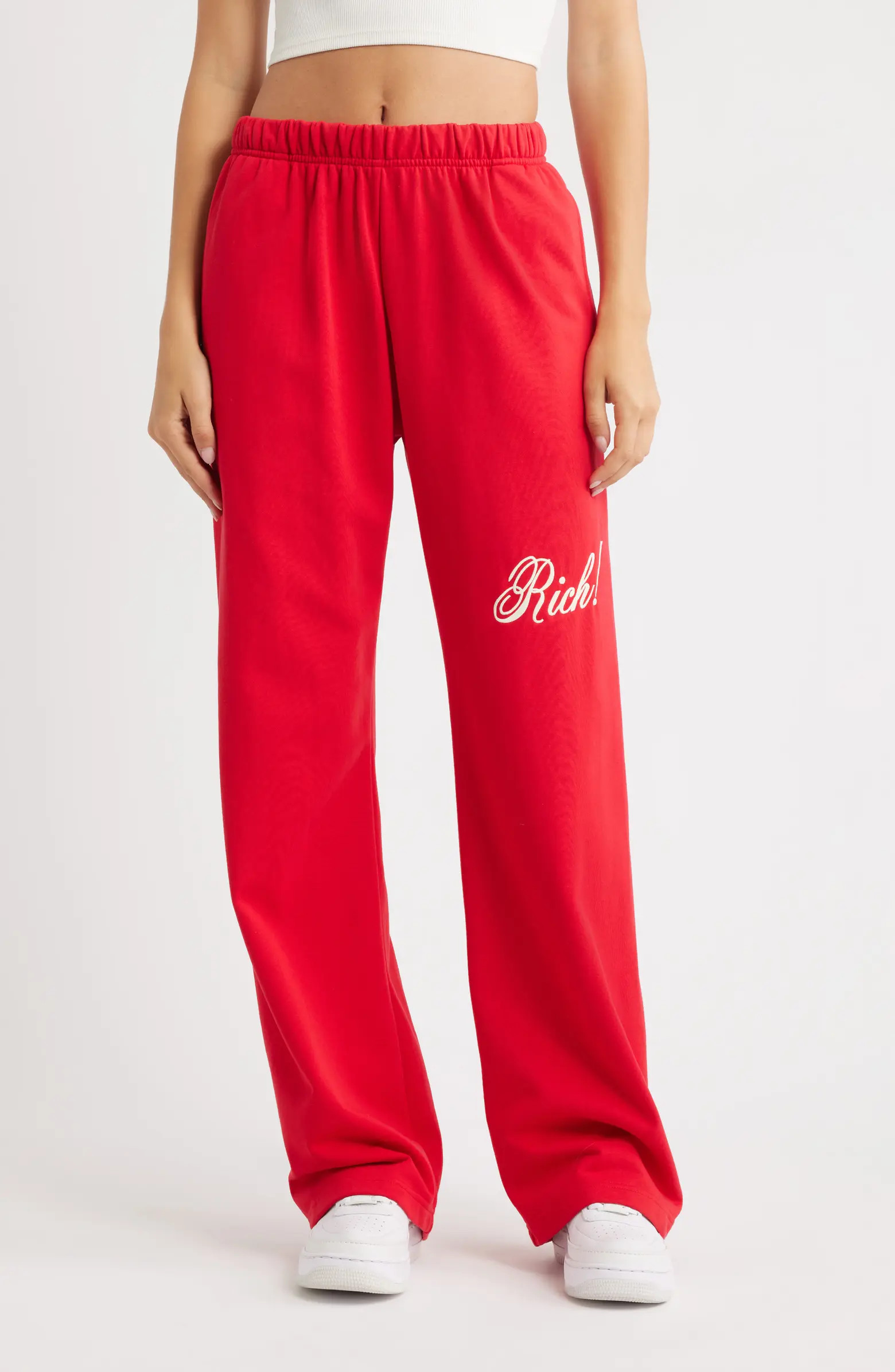 Rich in Life Embroidered Wide Leg Fleece Sweatpants | Nordstrom