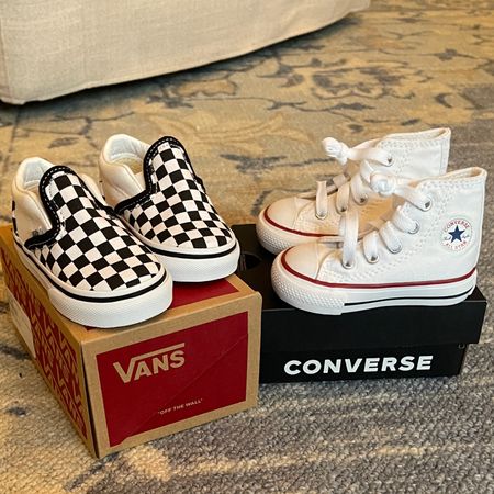 Toddler shoes for summer! Loving these checkered vans and converse all star high tops for babies and toddlers! 
.
.
Baby shoes - toddler shoes - baby boy - toddler boy - baby converse - baby vans 

#LTKshoecrush #LTKkids #LTKbaby