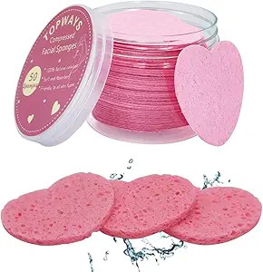 50-Count Compressed Facial Sponges Heart Shape，Reusable Natural Face Sponges Professional Cosme... | Amazon (US)