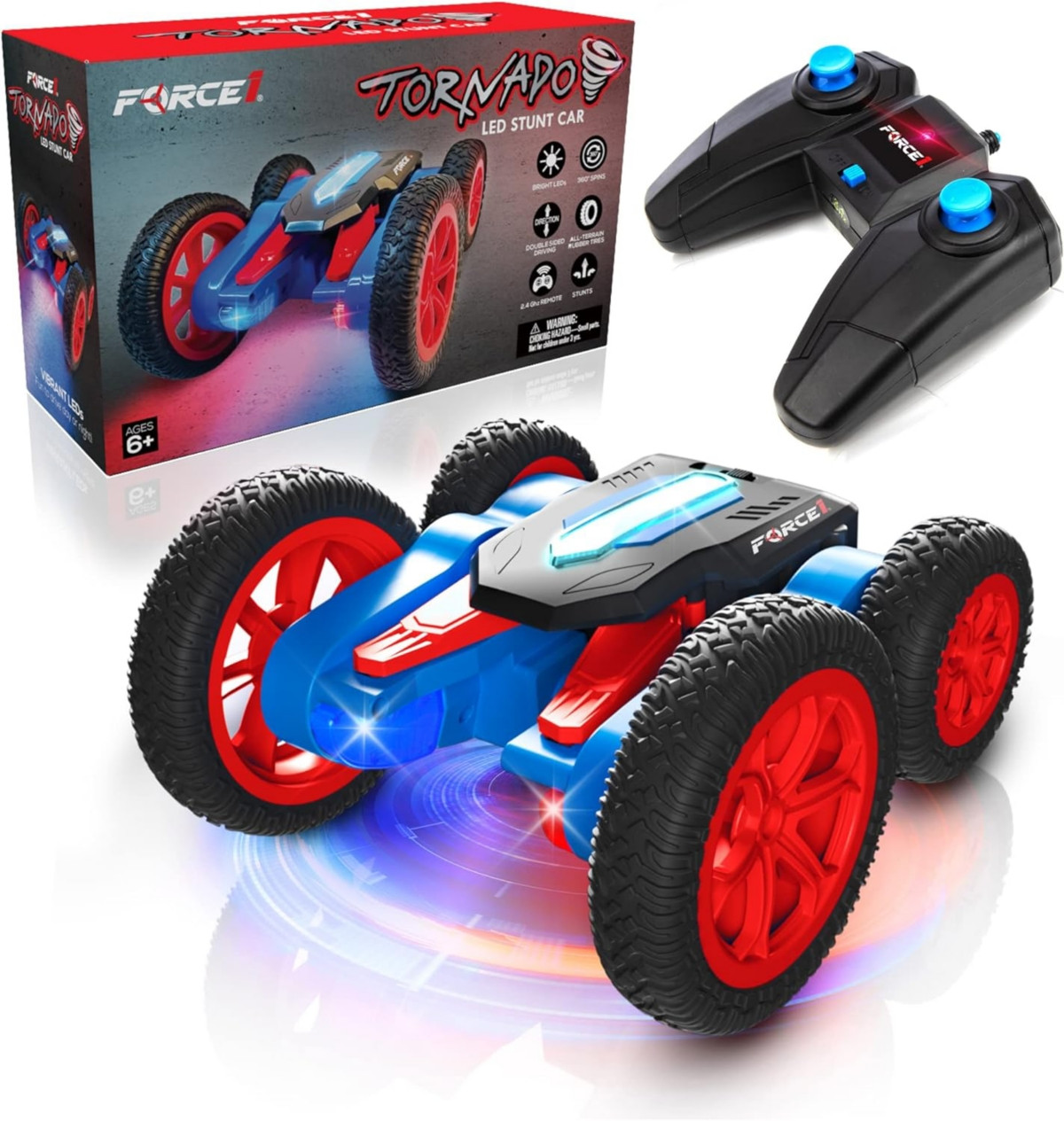Force1 Tornado Red Led Remote Control Car for Kids - Red and Blue | Macy's