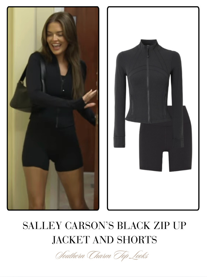 Salley Carson's Black Zip Up Jacket and Shorts 

 