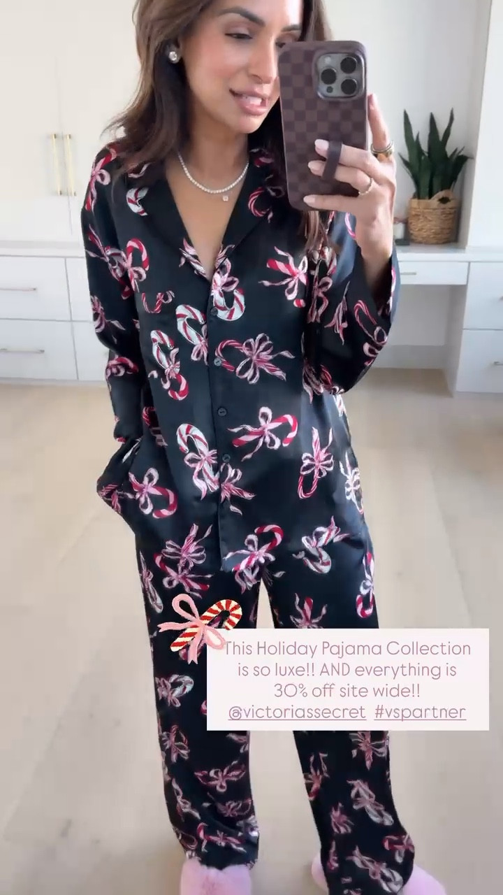 The prettiest luxe holiday pajamas from @victoriassecret and everything is 30% off! I love that they carry a petite length option as well, which is what I'm wearing in my true size XS. So many great gifting options too! #VSpartner

#LTKCyberWeek #LTKHoliday #LTKSaleAlert