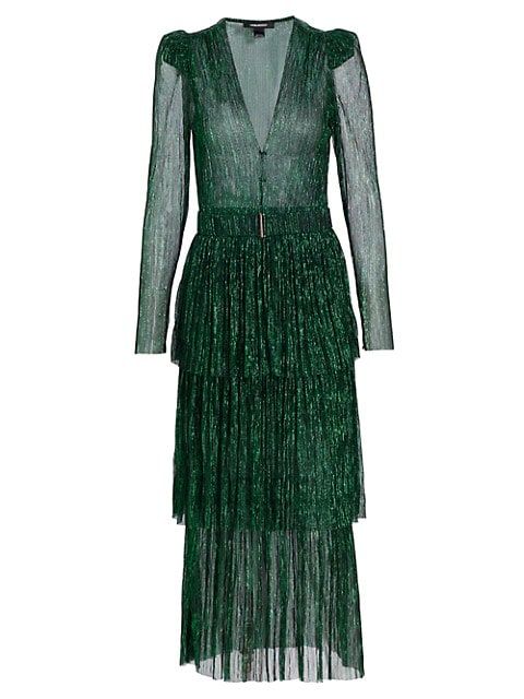 SABINA MUSÁYEV Cary Tiered Metallic Midi-Dress | Saks Fifth Avenue