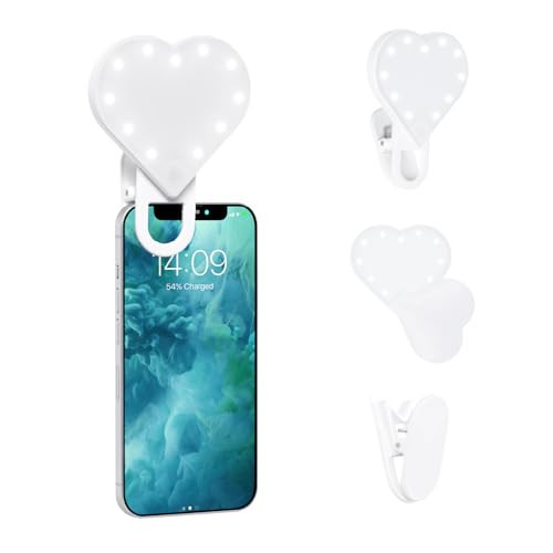 RIKI LOVES RIKI Sweetheart Clip-On LED Makeup Mirror & Selfie Light - Portable Phone Light Clip for Perfect Selfies & Makeup Tutorials | Three-Stage Dimming, Rechargeable | Amazon (US)