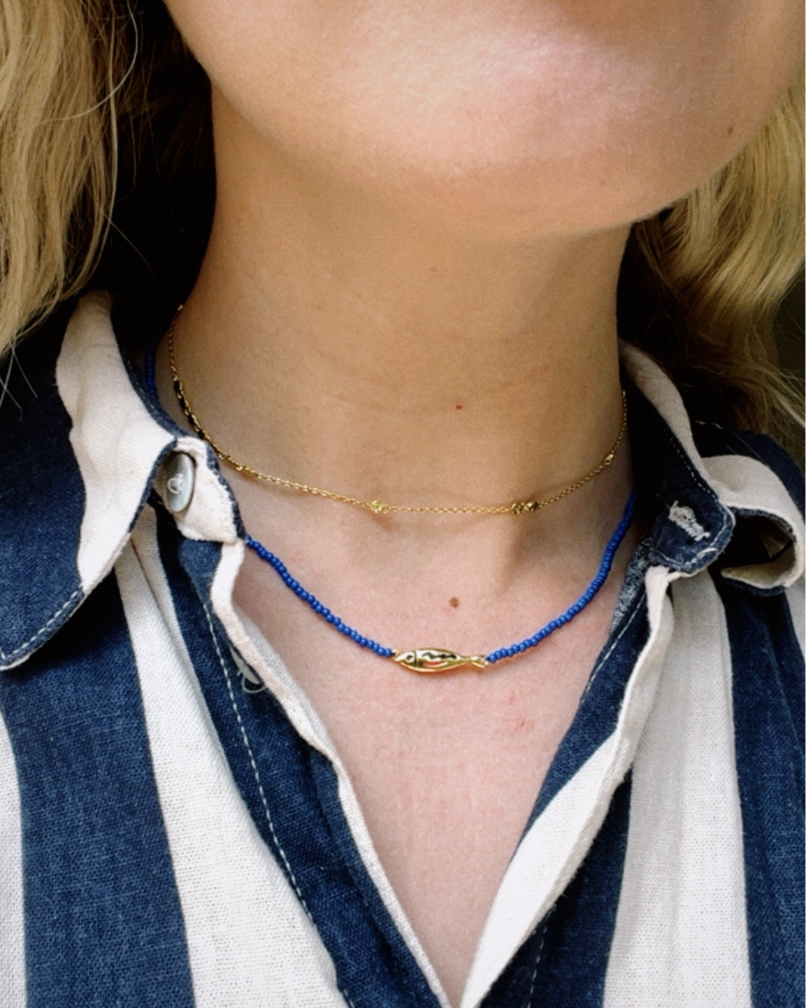 fish necklace stack! super fun from Madewell x Lisa Says Gah paired with a Gorjana choker! love gold jewelry 🫶🏻

#LTKStyleTip #LTKFindsUnder100 #LTKFindsUnder50