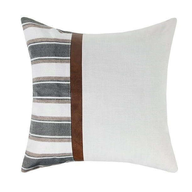 Soft Bedside Cushion Cover Big Stripe Pu Leather Linen Stitching Modern Geometric Style Square Th... | Walmart (US)