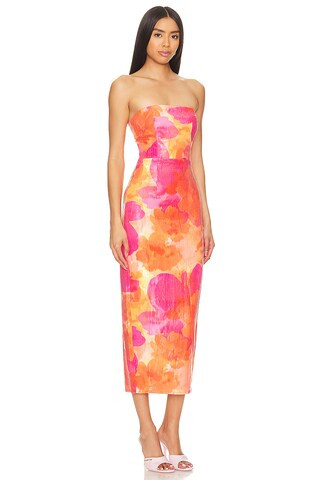 Runaway The Label Oralie Midi Dress in Orange Floral from Revolve.com | Revolve Clothing (Global)