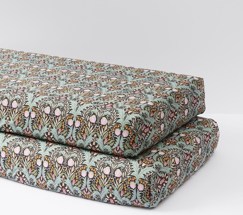 Organic Chris Loves Julia Decorative Floral Crib Sheet , Set of 2, Multi | Pottery Barn Kids