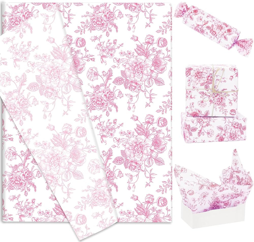Generic AnyDesign 60 Sheets Pink Floral Tissue Paper Chinoiserie Gift Wrapping Paper Vintage Flow... | Amazon (US)