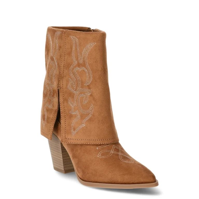 No Boundaries Women's Fold Over Western Boots - Walmart.com | Walmart (US)