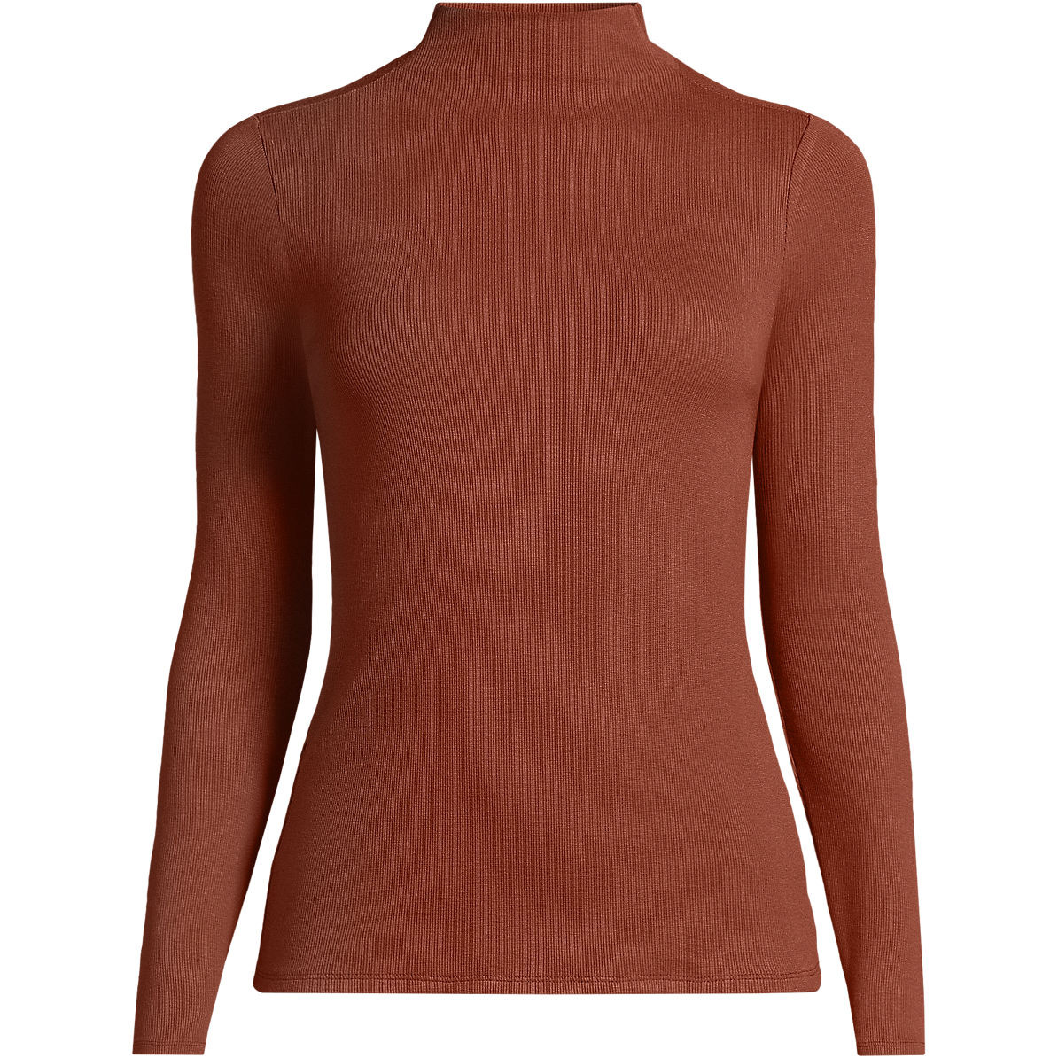 Women's Drapey Rib Skimming Long Sleeve Mock Neck | Lands' End (US)