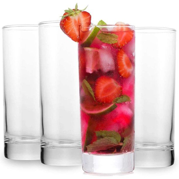 Highball Cocktails Glass Clear Tall Bar Ware with Heavy Base and Lead Free Crystal for Drinking J... | Walmart (US)