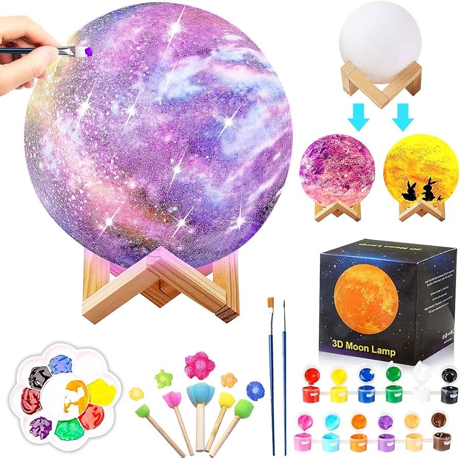 Paint Your Own Moon Lamp Kit, DIY Lava Lamp Night Light with Plastic Stand, Space Toys Night Ligh... | Amazon (CA)