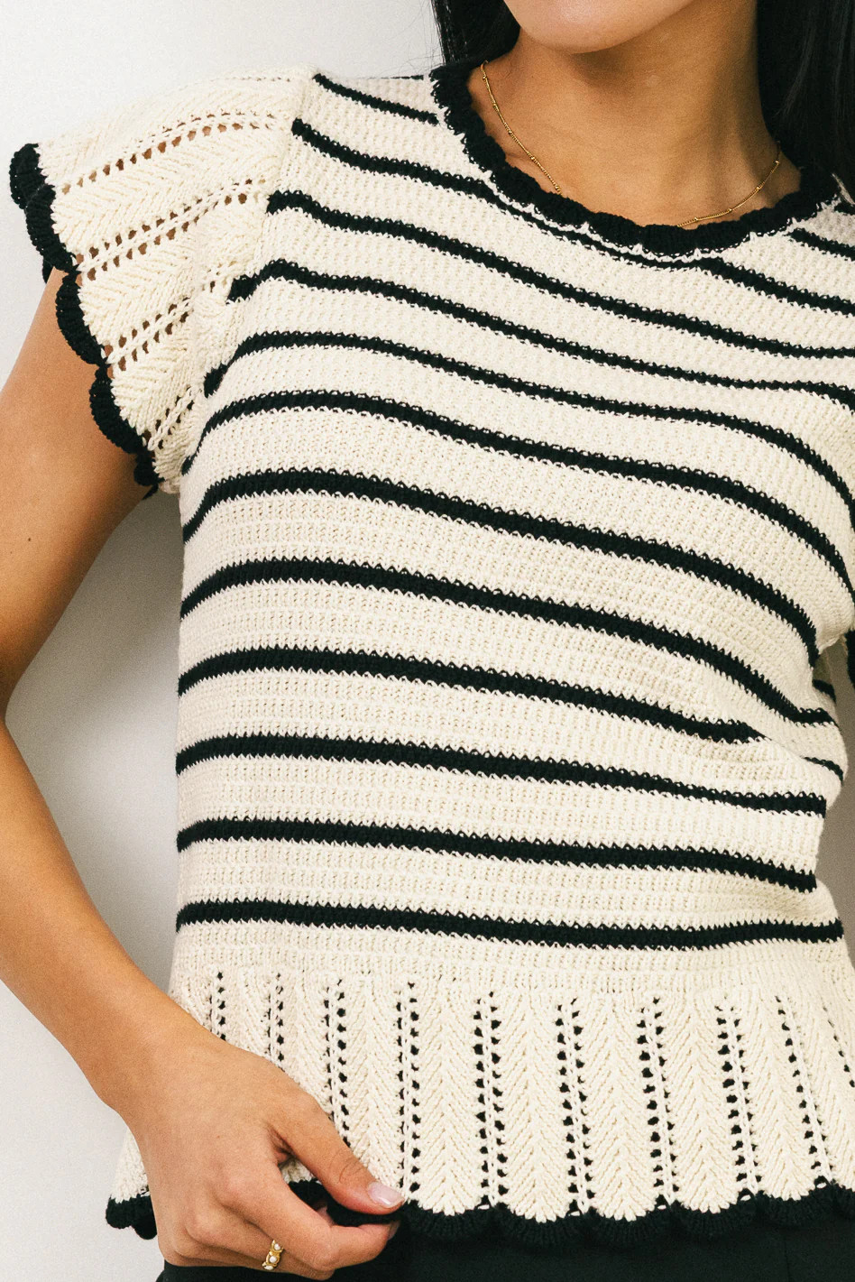 Georgie Striped Sweater in Black | Böhme US