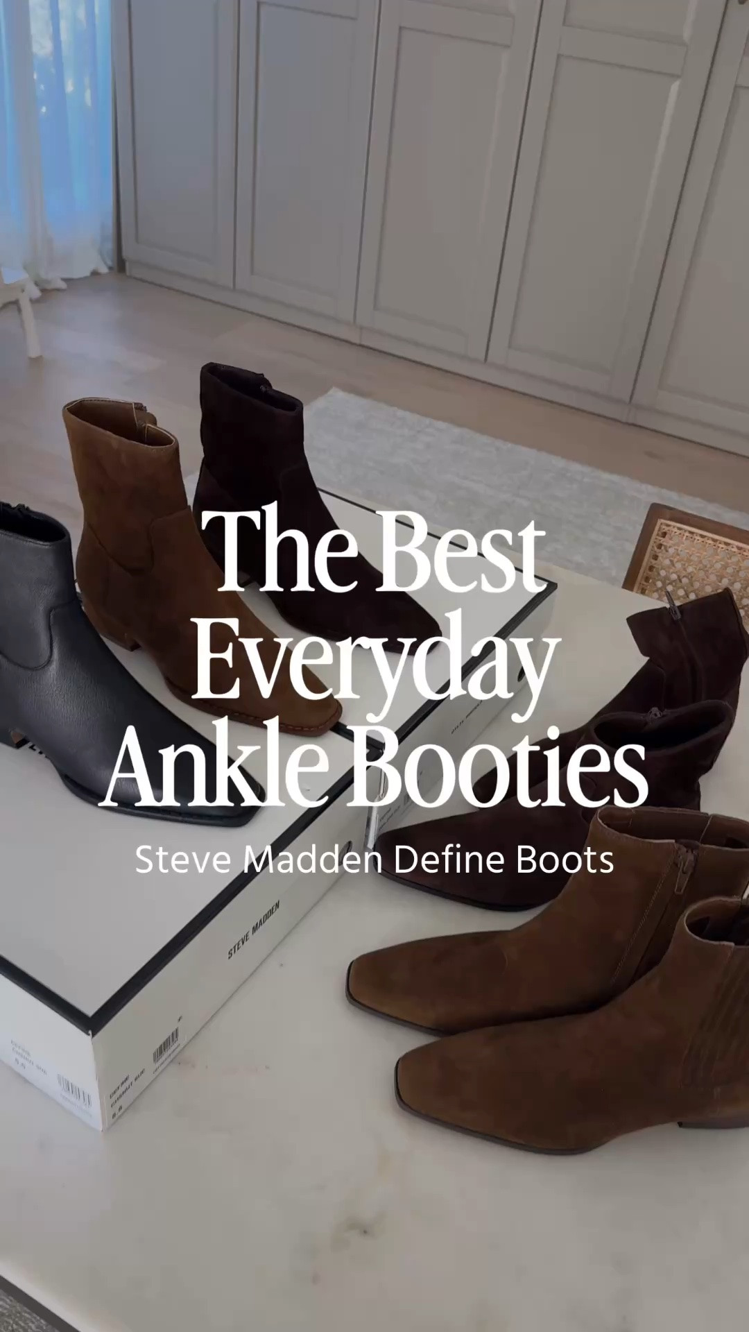 Steve Madden Define booties - these are the best everyday ankle bootie. They’re comfortable, easy to style, and you can actually wear them for your real life.

I found the 5.5 to be best for room
In the toe.