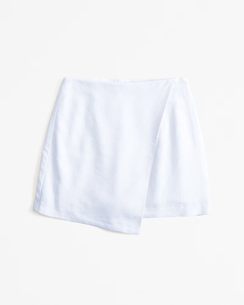 Abercrombie & Fitch Women's The A&F Scarlett Linen-Blend Wrap Mini Skort in White - Size XXS | Abercrombie & Fitch (US)
