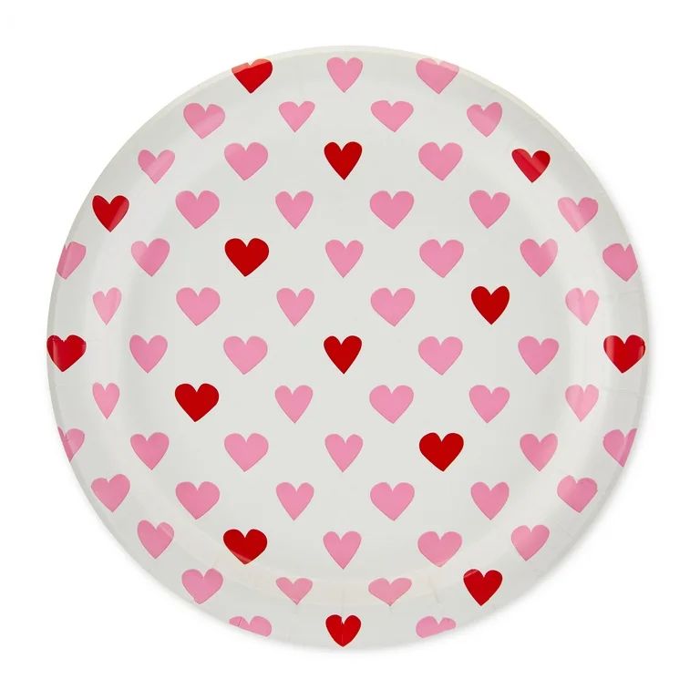 Valentine's Day Pink Hearts Dessert Plates 7", 8 Count, by Way To Celebrate | Walmart (US)