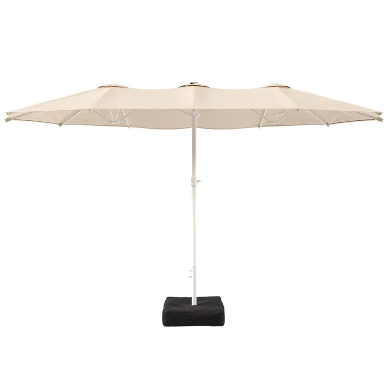 LAZZO 15FT Patio Umbrella with LED Lights and Base, Outdoor Rectangular Triple Shade for Patio De... | Walmart (US)